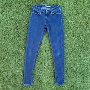 Levis Women's 24x27 535 Super Skinny Slim Jeans Dark Wash Indigo Denim Faded Y2K